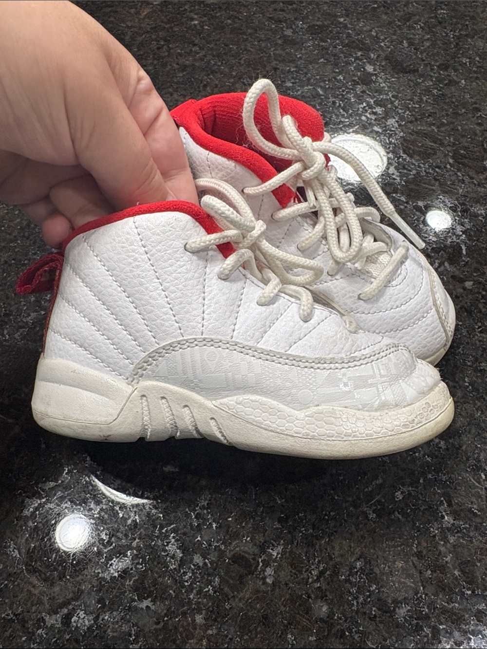 Jordan Kids White and Red High-Top Sneakers
